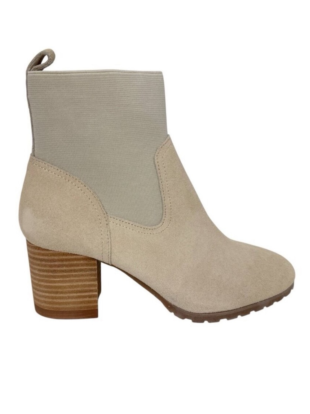 Violet & Red Loaded Elastic Knit Cuff Bootie Women's 6.5M Beige NWOB Small Flaws